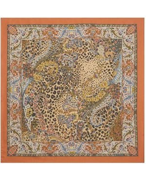Etro Paisley-Animal Motif Scarf - Brown