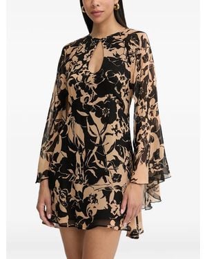 SIMONA CORSELLINI Floral-Print Open-Back Dress - Natural