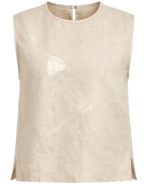 Glanshirt Floral Sleeveless Top - Natural