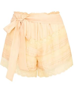 LoveShackFancy Emanuela Shorts Mit Spitzenbesatz - Natur