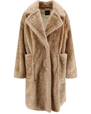 BOSS Teddy Coat With Adjustable Collar - Natural