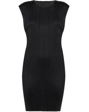 Pleats Please Issey Miyake Pleated Mini Dress - Black