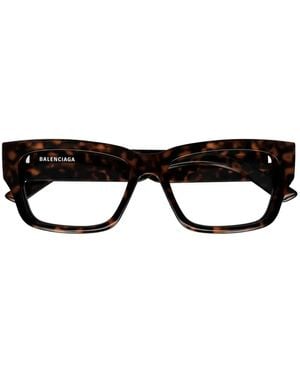 Balenciaga Tortoiseshell Rectangle-Frame Glasses - Black