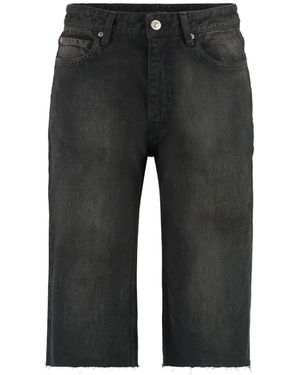 Balenciaga Mid-Rise Washed-Denim Shorts - Grey