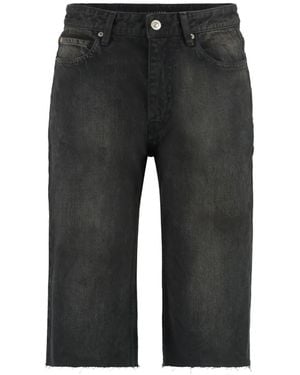 Balenciaga Mid-Rise Washed-Denim Shorts - Grey