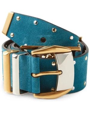 Versace Studded Suede Belt 4 Cm - Blue