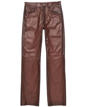 Acne Studios Faded-Effect Leather Trousers - Brown