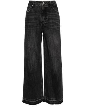 B+ AB Lockere Jeans Mit Fransen - Schwarz