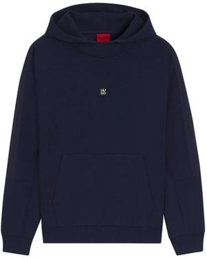 HUGO Logo-patch Hoodie - Blue