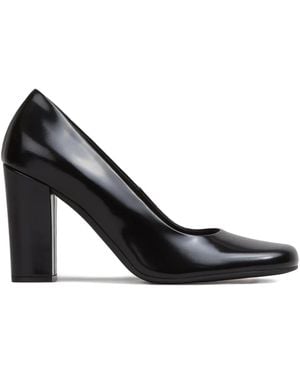 The Row Penelope Rounded Calf Leather Heel Shoes - Black