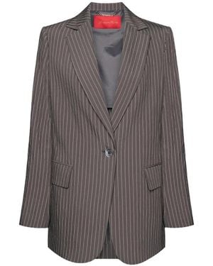 Elena Miro Pinstripe Crinkled Blazer - Grey