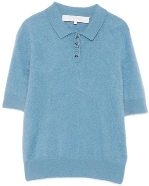 ABSOLUT CASHMERE Short-Sleeve Polo Jumper - Blue