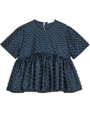 Cecilie Bahnsen Casandra Fil-Coupé Blouse - Blue