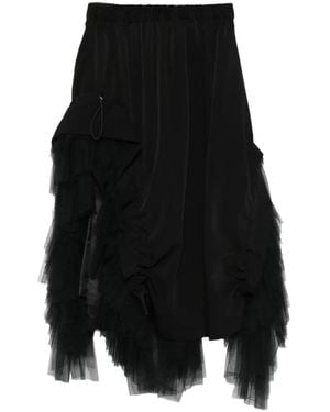 Noir Kei Ninomiya Tulle-Layered Ruffled Skirt - Black