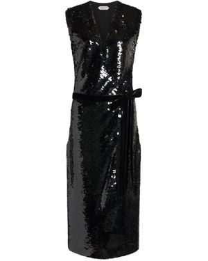 Alberta Ferretti Vestido Midi Con Lentejuelas - Negro