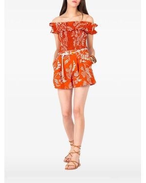 Poupette Alitza Smocked Ruffled Top - Orange