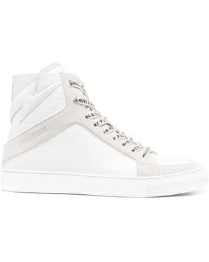 Zadig & Voltaire High Flash Panelled Leather Trainers - White