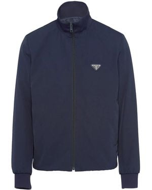 Prada Triangle-Logo Zip-Up Jacket - Blue
