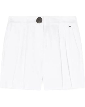 ARMANI EXCHANGE Pleated Button-Fastening Linen Shorts - White