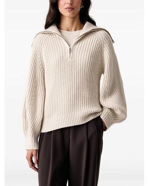 ARMANI EXCHANGE Ribbed Half-Zip Sweater - Natural
