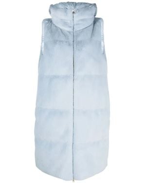 Herno Faux-Fur Hooded Gilet - Blue