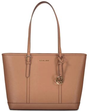 Michael Kors Jet Set Leren Shopper Met Rits - Wit