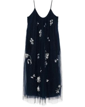 Biyan Tulle Gathered Camisole Dress - Blue