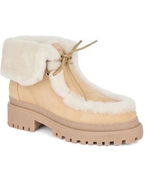 Yves Salomon Bottines En Daim À Bords Lainés - Natural