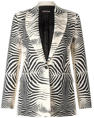 Roberto Cavalli Tiger-Print Blazer - Black