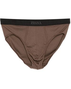 ZEGNA Slip Con Banda Logata - Marrone