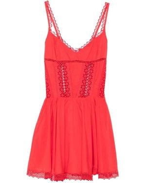 Charo Ruiz Gardenia Lace-Trim Flared Mini Dress