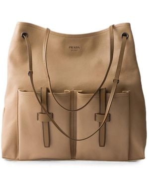 Prada Grote Route Leren Tas - Bruin