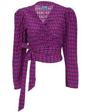 LHD Gingham Tie Blouse - Purple