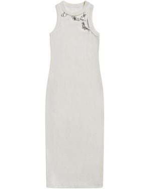 Area Crystal-Embellished Ribbed Knit Dress - White
