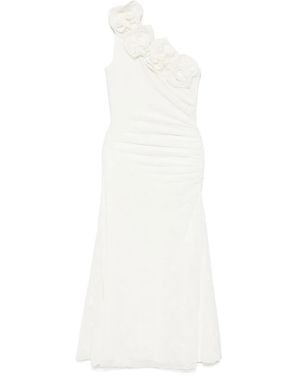 Nissa Floral-Appliqué Midi Dress - White