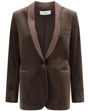 Lardini Velvet Shawl-Lapel Jacket - Brown