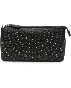 La Carrie Crystal-Embellished Leather Cross Body Bag - Black