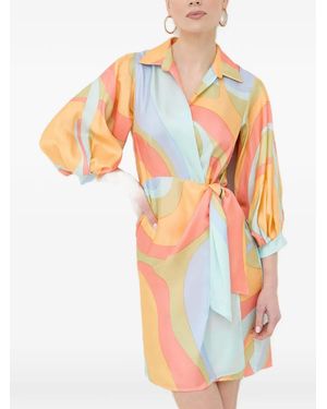 Beatrice B. Abstract-Print Wrap Mini Dress - Orange