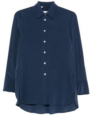 Barba Napoli Curved-Hem Long-Sleeve Shirt - Blue