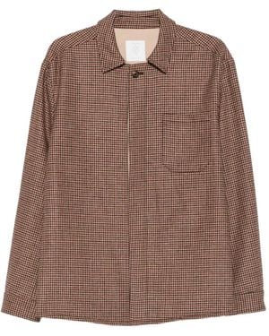 Eleventy Houndstooth-Pattern Shirt Jacket - Brown