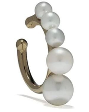 Mizuki 14Kt Five Graduating Pearls Single Earcuff - White