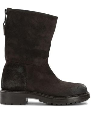 strategia shoes Rear-Zip Leather Ankle Boots - Black