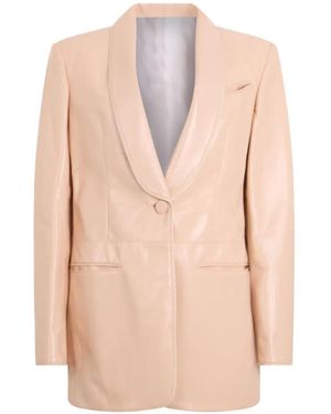 Philosophy Di Lorenzo Serafini Notched-Collar Leather Blazer - Pink