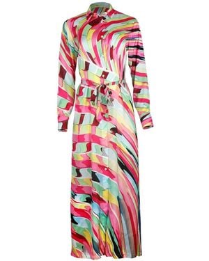 Mary Katrantzou Torino Geometric-Print Belted Maxi Dress - White