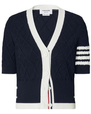 Thom Browne Argyle-Knit Cardigan - Blue