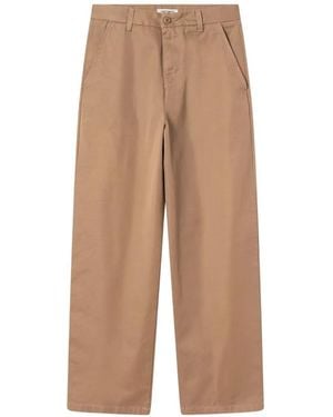 Carhartt Logo-Patch Straight-Leg Trousers - Natural