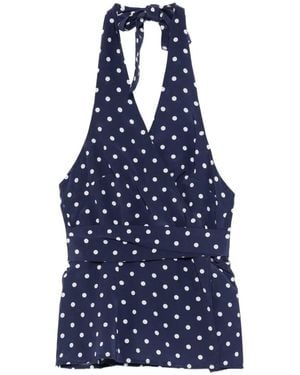 P.A.R.O.S.H. Polka-Dot Halter Top - Blue