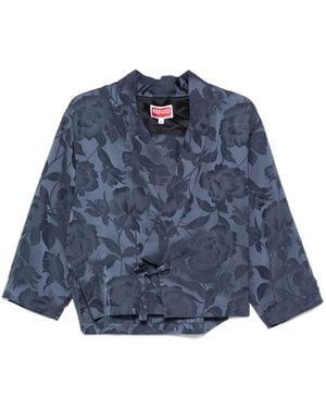 KENZO Floral-Jacquard Jacket - Blue