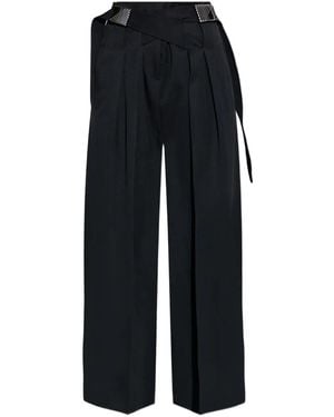 The Attico Buckle Pleated Trousers - Blue