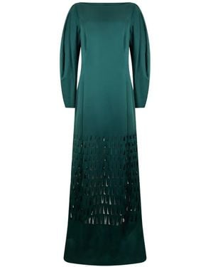 Alberta Ferretti Cut-Out Long-Sleeve Maxi Dress - Green
